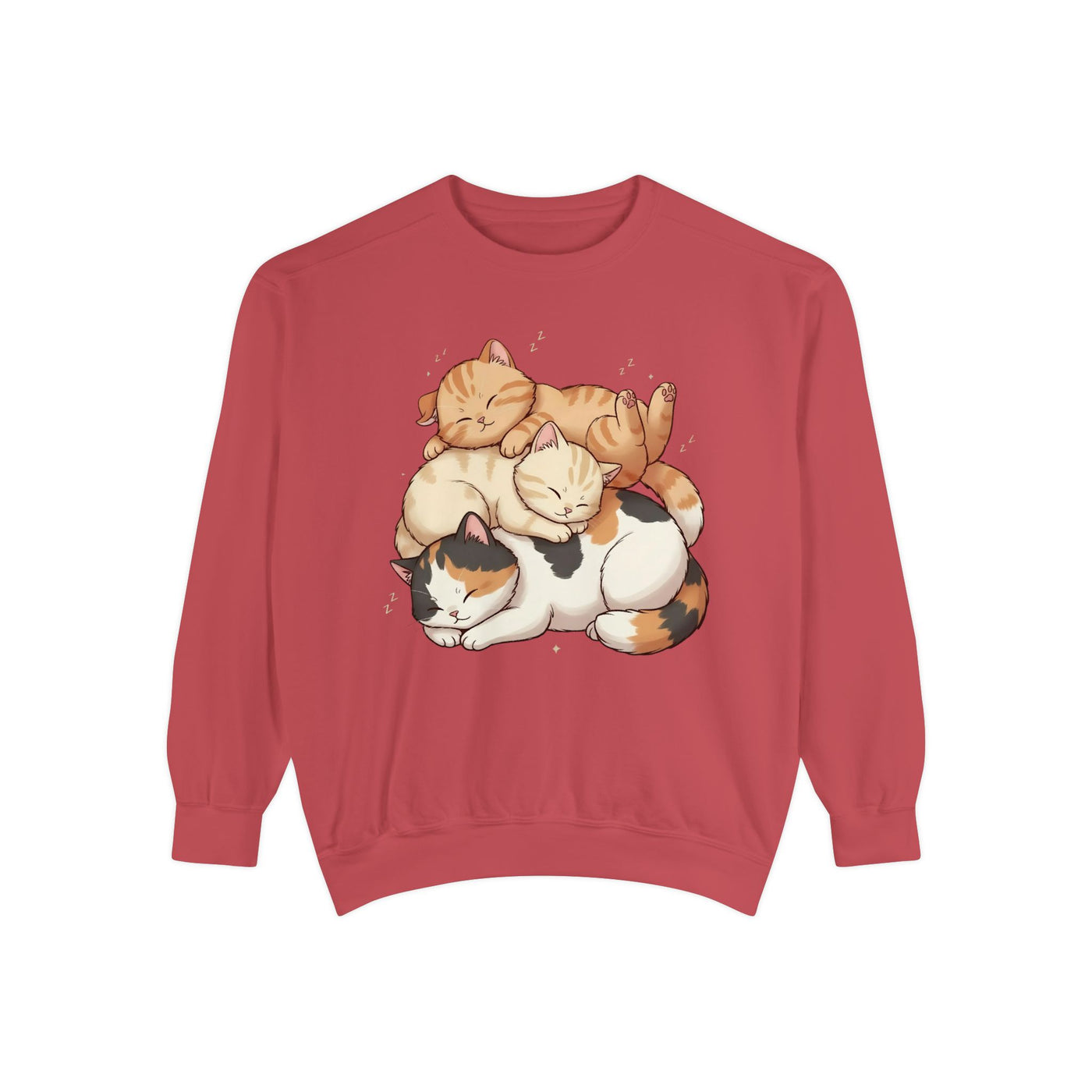 3 Cute Sleeping Cats style 1 Cozy Graphic Unisex Crewneck Sweatshirt