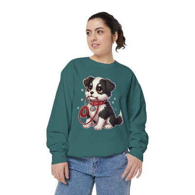 Cute Dog Walk Time style 1 Cozy Graphic Unisex Crewneck Sweatshirt