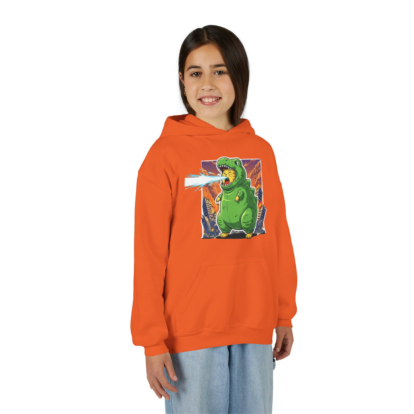 Cat cosplay Godzilla style 3 Unisex Kids Hoodie - Fun & Cozy Heavy Blend Sweatshirt with Cute Design