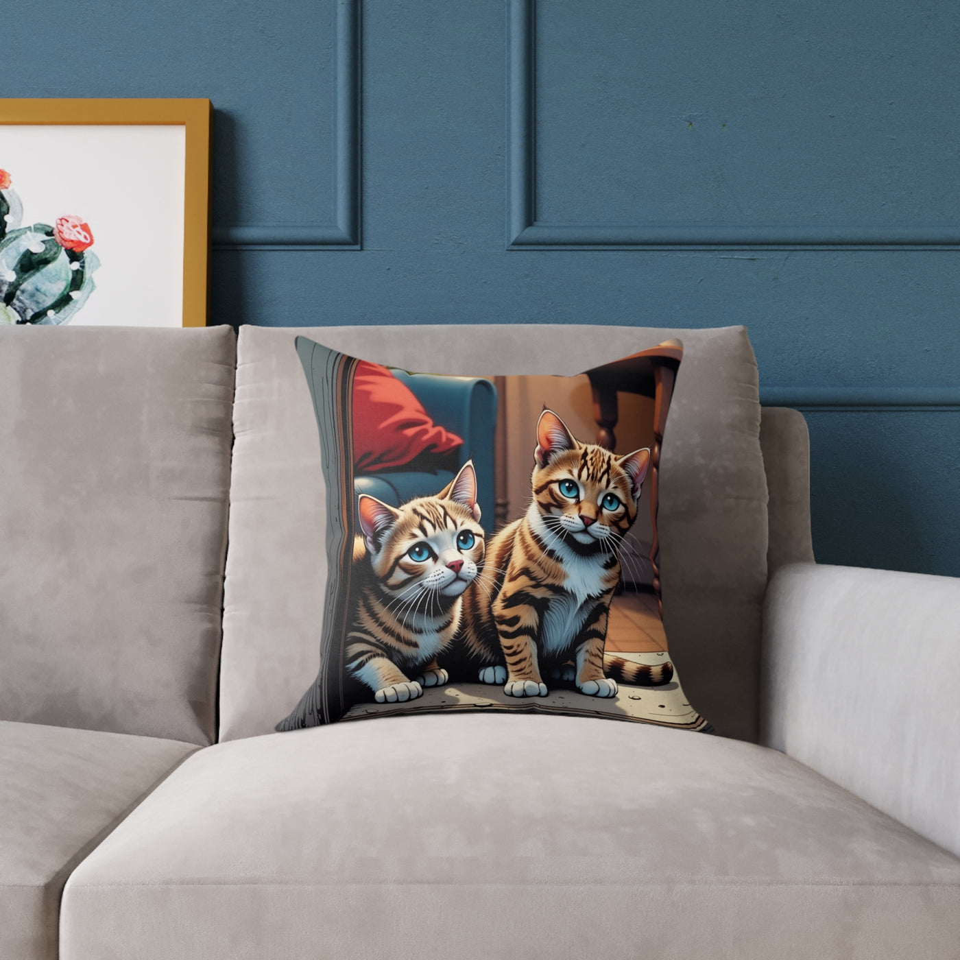 Cat Art style 2 Pillow, Pet Lover Gift, Home Decor, Animal Lover Cushion, Custom Pet Pillow