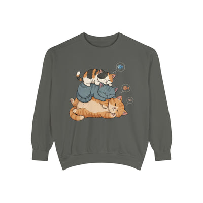 3 Cute Sleeping Cats style 2 Cozy Graphic Unisex Crewneck Sweatshirt