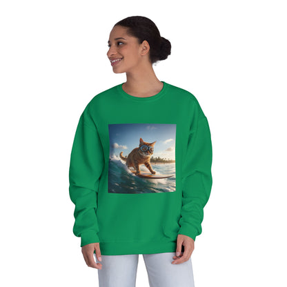 Surfing Cat Unisex NuBlend Crewneck Sweatshirt style 1
