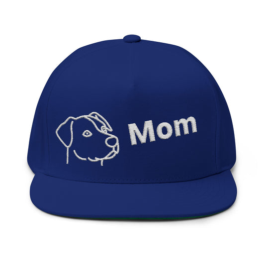Stylish Embroidered Dog Mom Flat Bill Cap style 1
