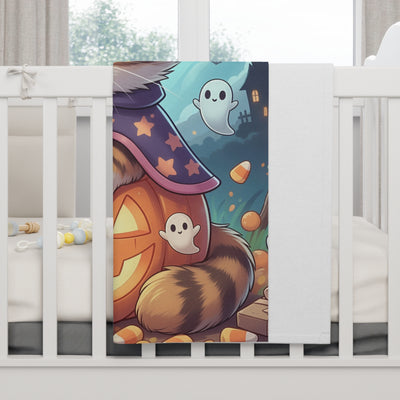 Halloween Cat Fleece Baby Blanket, Cozy Gift for Newborns, Cute Nursery Decor, Seasonal Holiday Blanket, Cat Lover's Gift