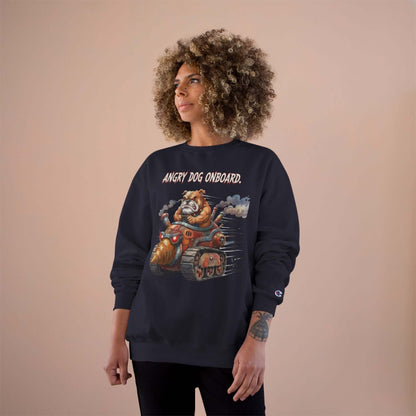 Angry Dog Onboard Graphic Champion Crewneck Sweatshirt style 2