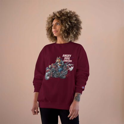 Angry Dog Onboard Graphic Champion Crewneck Sweatshirt style 3