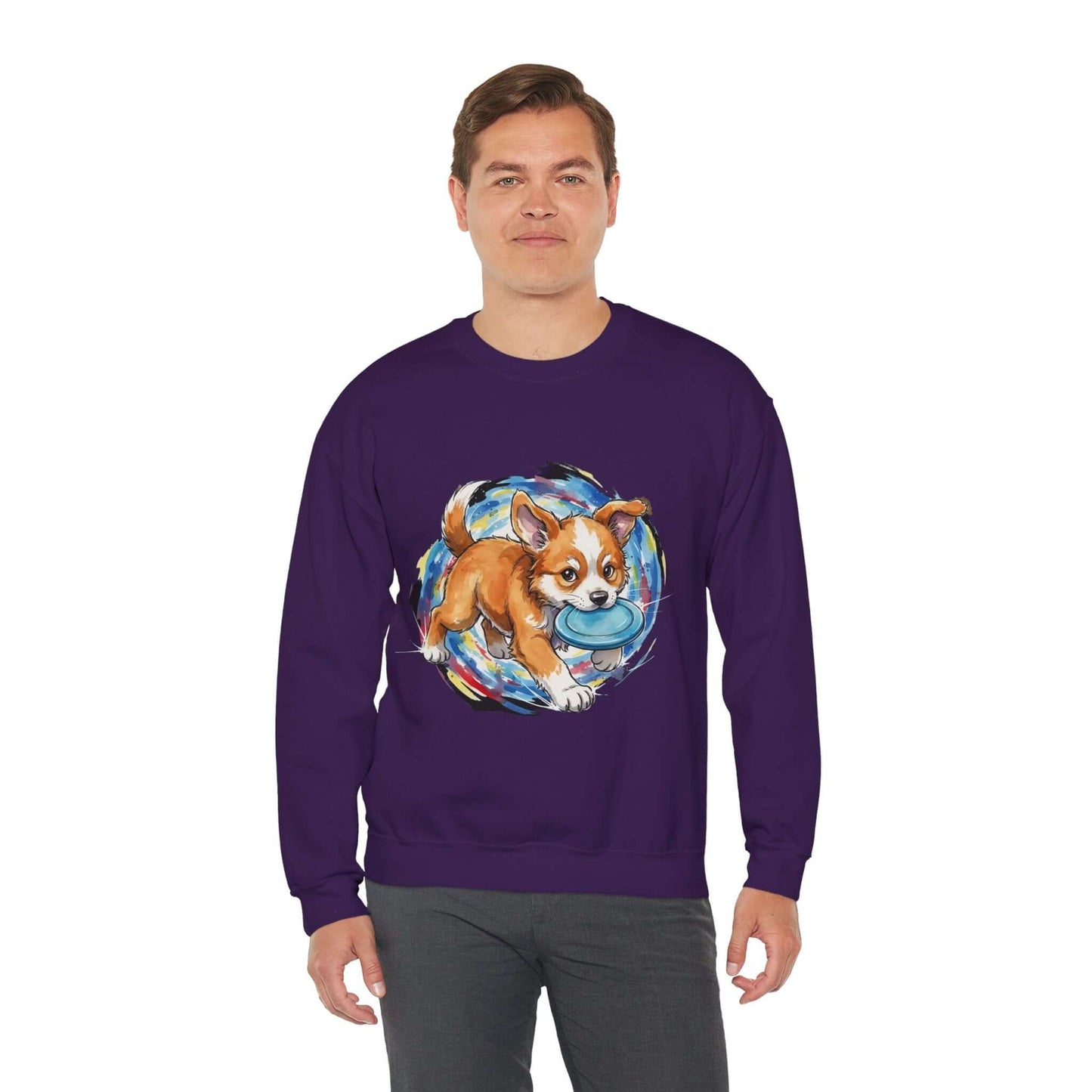 Watercolor Dog painting Unisex Crewneck Sweatshirt style 4