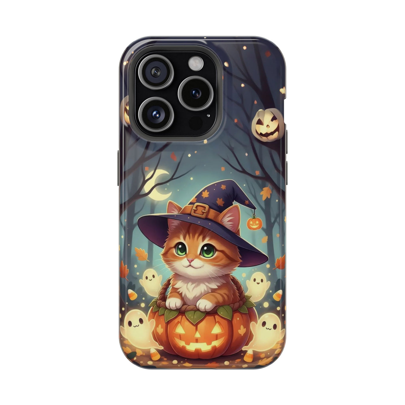 Halloween cute kitten anime style 3 Magnetic Phone Case, Cat Lover Gift, Impact-Resistant iPhone Case, Funny Pet Accessory, Unique Animal Design