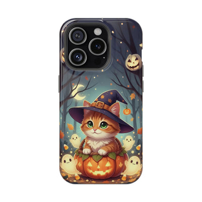 Halloween cute kitten anime style 3 Magnetic Phone Case, Cat Lover Gift, Impact-Resistant iPhone Case, Funny Pet Accessory, Unique Animal Design