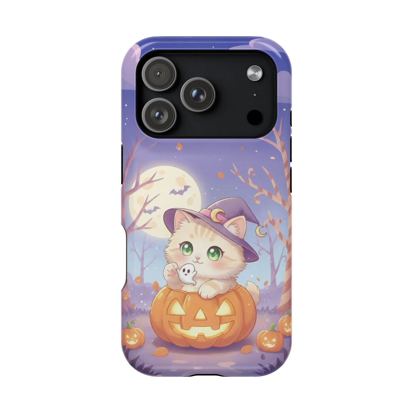 Halloween cute kitten anime style 1 Magnetic Phone Case, Cat Lover Gift, Impact-Resistant iPhone Case, Funny Pet Accessory, Unique Animal Design