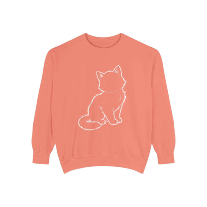 Sitting Cat Shadow Cozy Graphic Unisex Crewneck Sweatshirt style 1