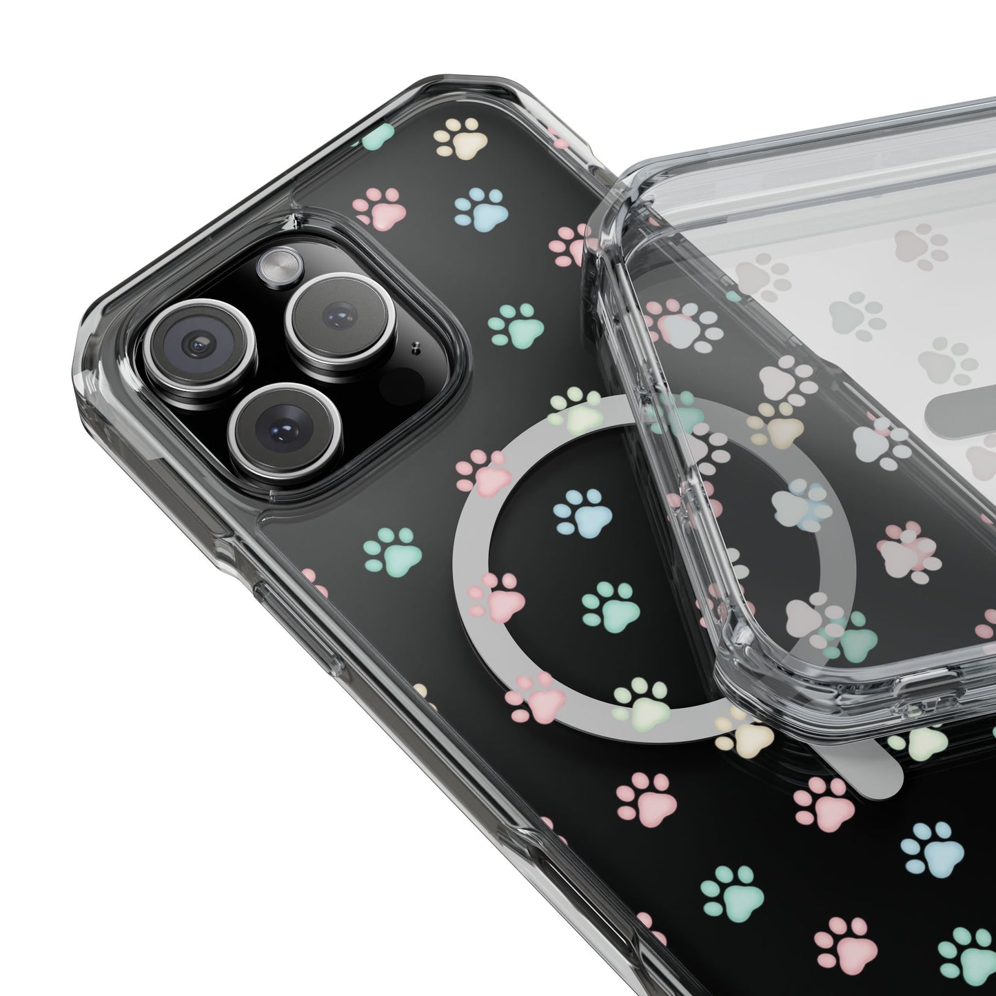 Cute Cat Paw iPhone 16 series Magnetic Clear Impact Case