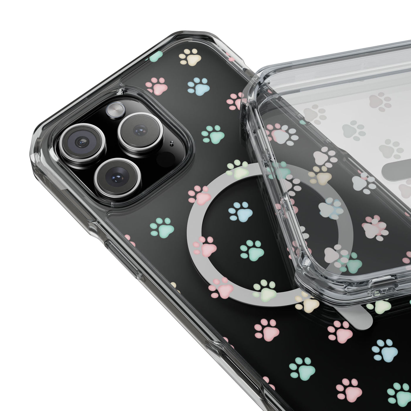 Cute Cat Paw Print Magnetic Clear Case for Pet Lovers
