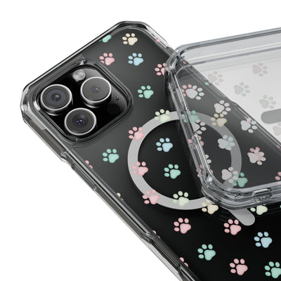 Cute Cat Paw Print Magnetic Clear Case for Pet Lovers
