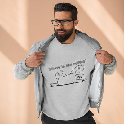 "Where is my coffee?" Dog Outline style 1 Unisex Crewneck Sweatshirt