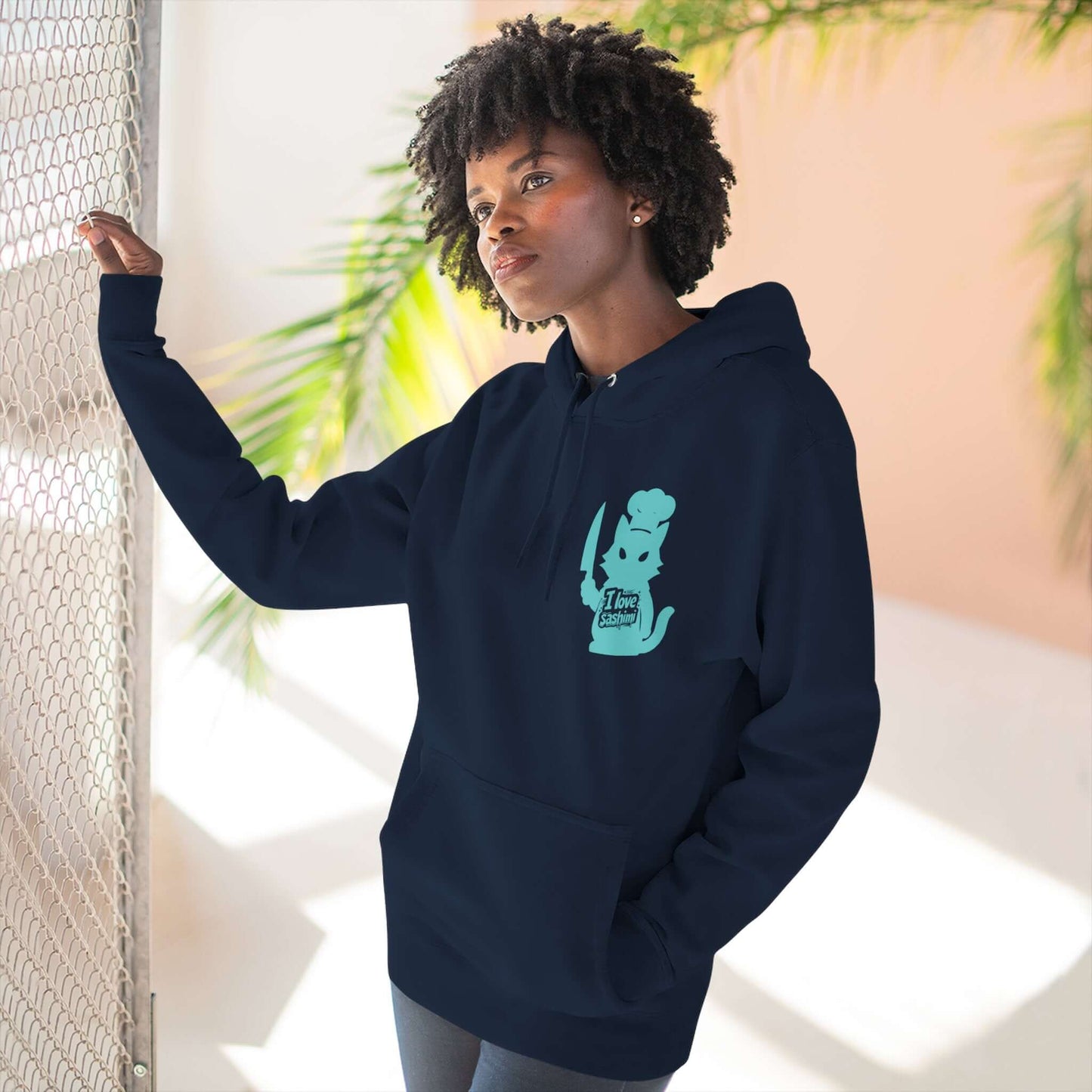 Cat Love Sashimi Graphic Unisex Fleece Hoodie