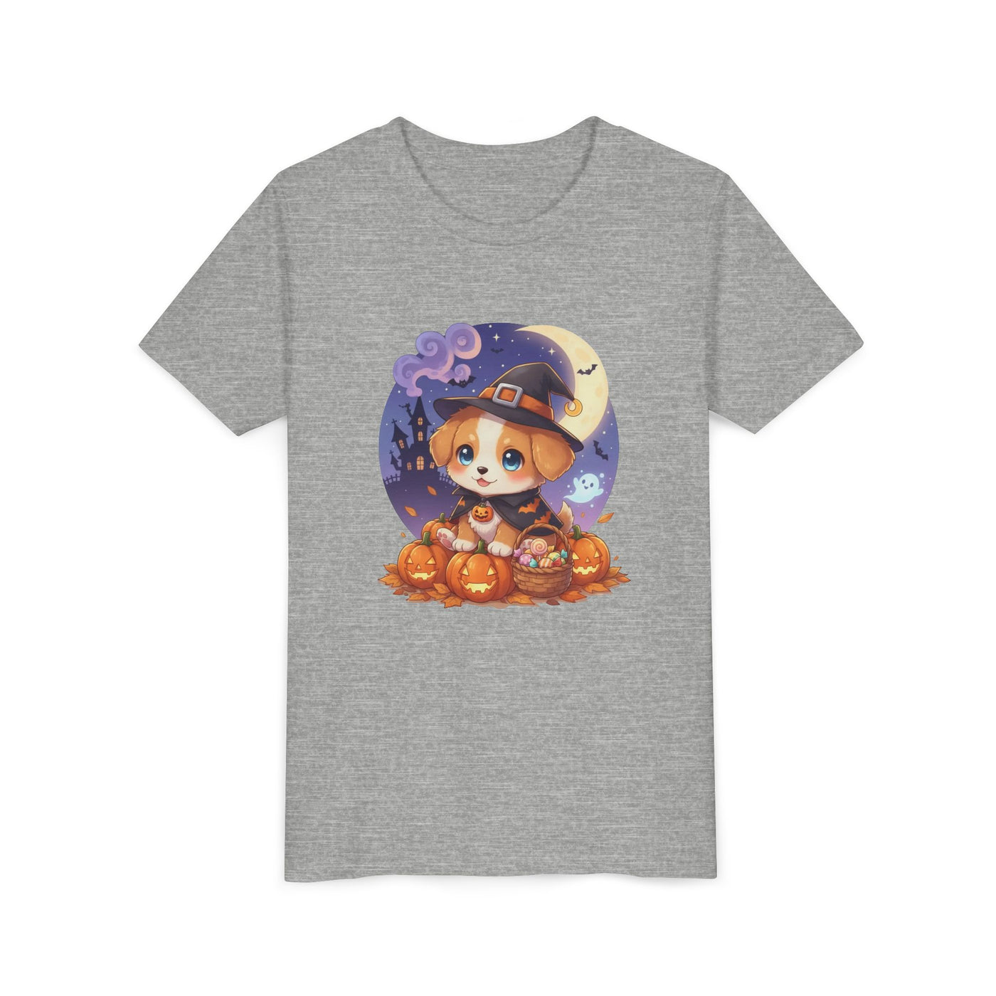 Halloween cute puppy anime style 5 Youth Tee, Short Sleeve T-Shirt, Kids Halloween Apparel, Cute Dog Tee, Fall Outfit for Children