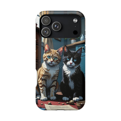 Cute Cats Magnetic Phone Case comic style 4, Cat Lover Gift, Impact-Resistant iPhone Case, Funny Pet Accessory, Unique Animal Design