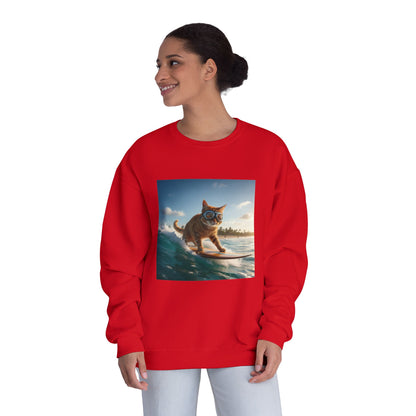 Surfing Cat Unisex NuBlend Crewneck Sweatshirt style 1