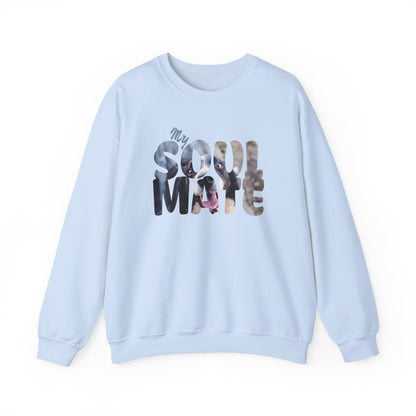 Dog My Soulmate Unisex Crewneck Sweatshirt in light blue with floral lettering