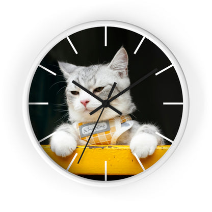 White Cat different colors Wall Clock