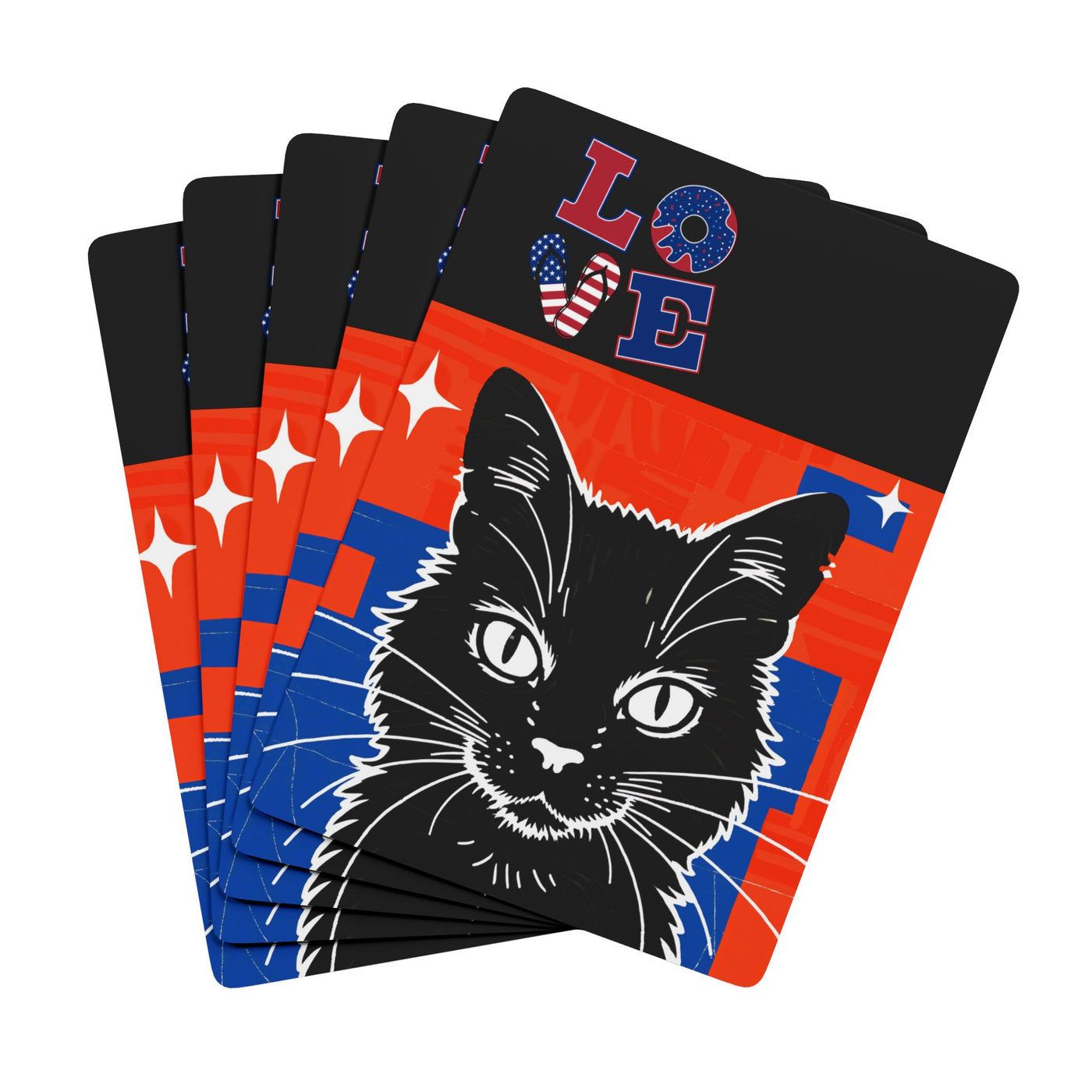 Love Cats American Flag Style Poker Playing Card Set, Unique Cat Design, Ace of Spades, Fun Gift for Poker Night, Card Games, Cat Lovers, Home Décor