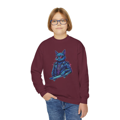 Cool Cat - Cozy Unisex Youth Crewneck Sweatshirt style 2