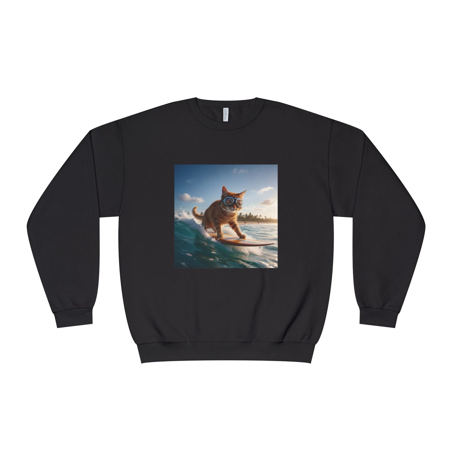 Surfing Cat Unisex NuBlend Crewneck Sweatshirt style 1