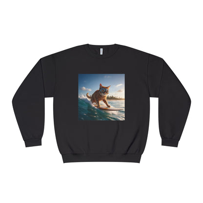 Surfing Cat Unisex NuBlend Crewneck Sweatshirt style 1