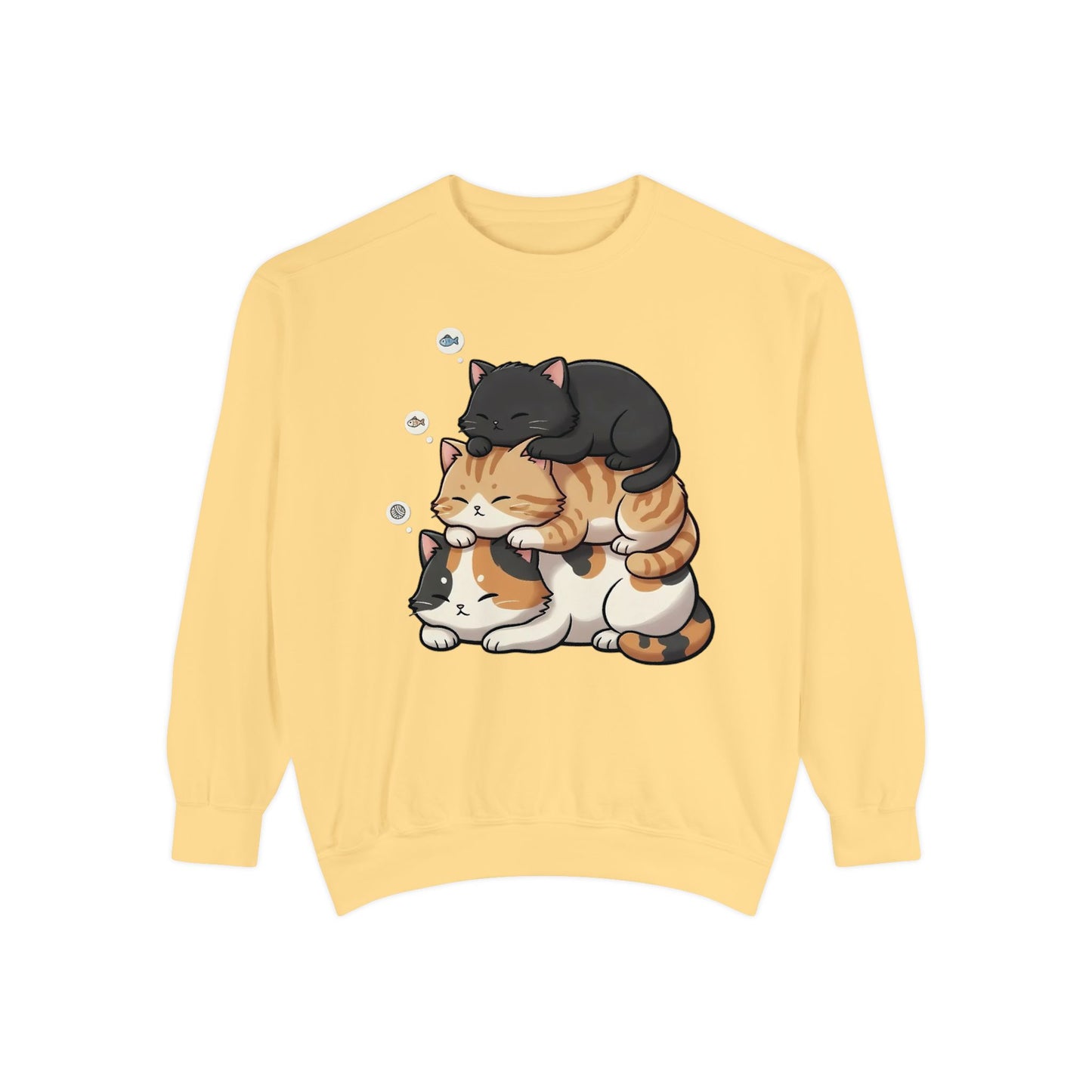 3 Cute Sleeping Cats Cozy Graphic Unisex Crewneck Sweatshirt style 8