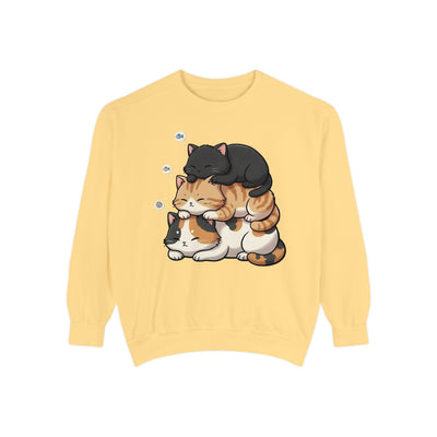 3 Cute Sleeping Cats style 8 Cozy Graphic Unisex Crewneck Sweatshirt