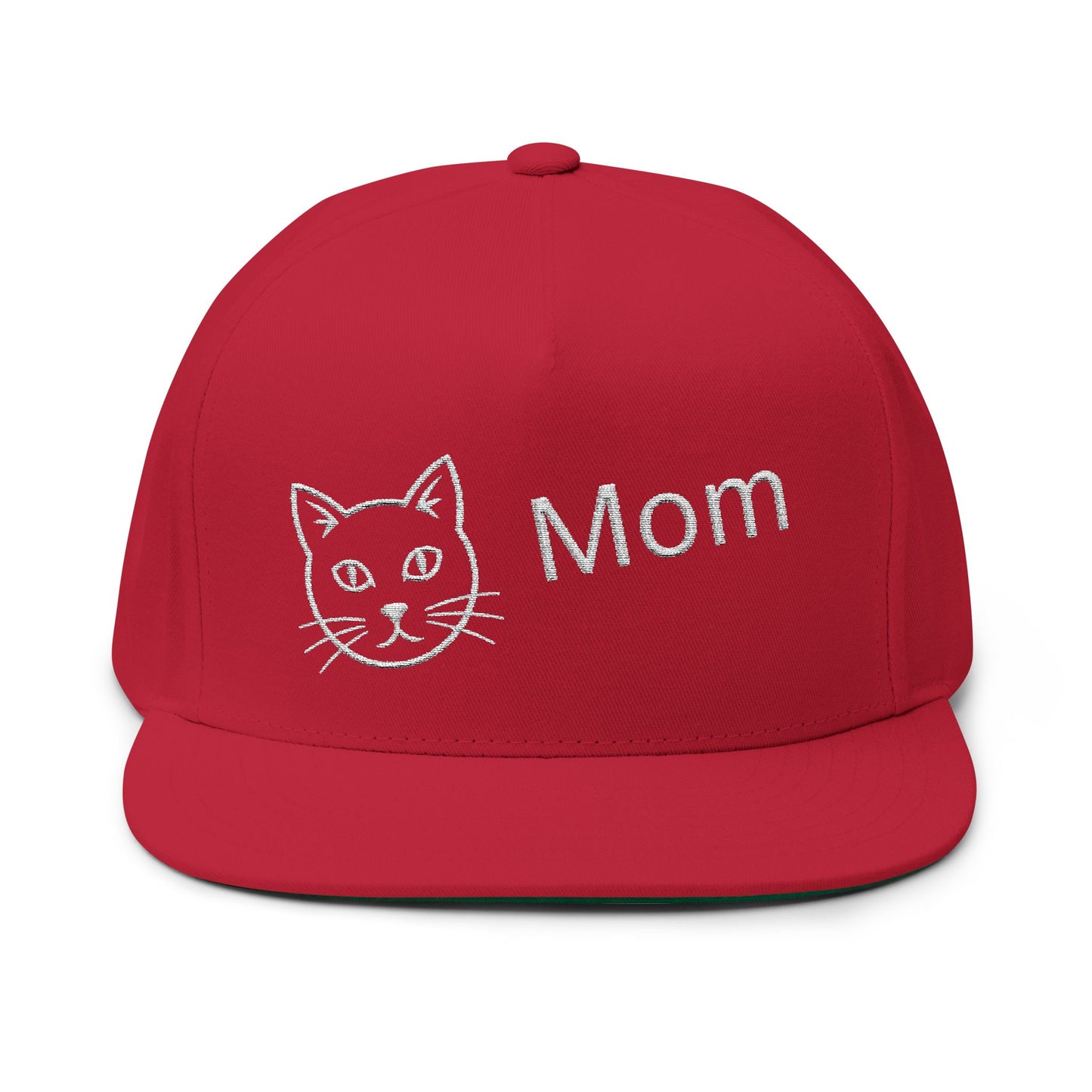 Stylish Embroidered Cat Mom Flat Bill Cap style 2