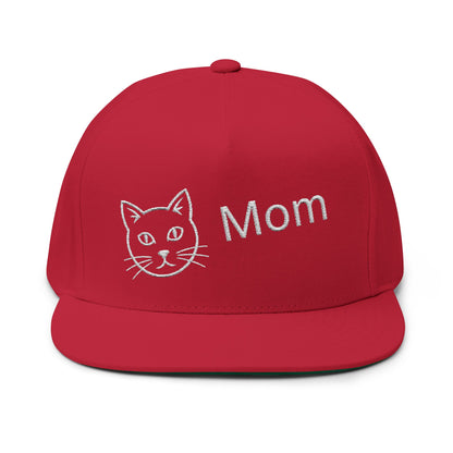 Stylish Embroidered Cat Mom Flat Bill Cap style 2