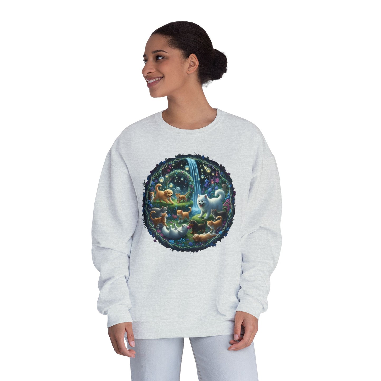 Cats & Dogs Happy Garden Unisex NuBlend Crewneck Sweatshirt style2