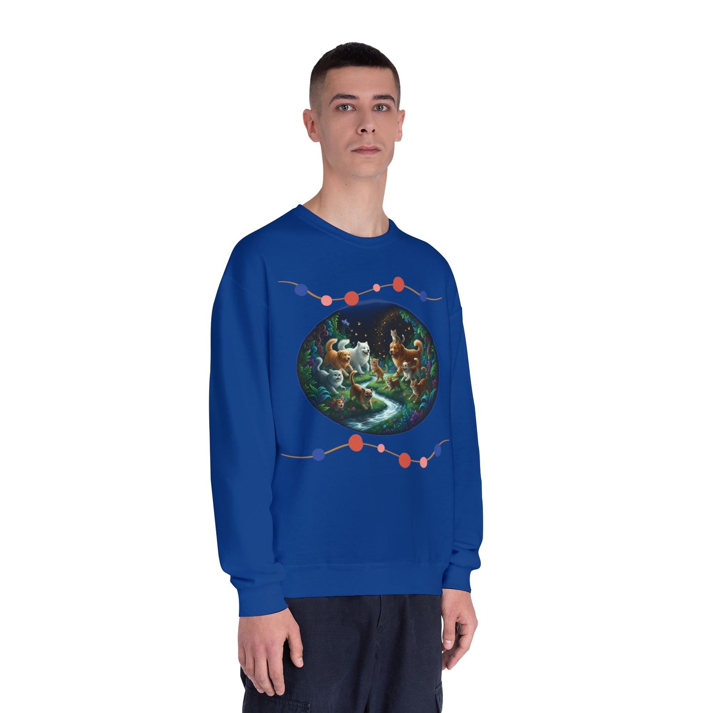 Cats & Dogs Happy Garden Unisex NuBlend Crewneck Sweatshirt style 1