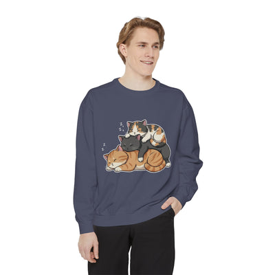 3 Cute Sleeping Cats style 7 Cozy Graphic Unisex Crewneck Sweatshirt