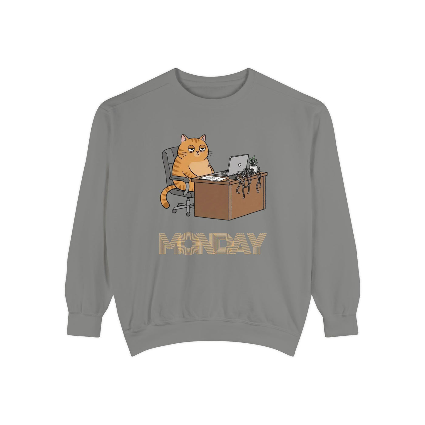 Monday Face Cat Stares Blankly Unisex Crewneck Sweatshirt style 3