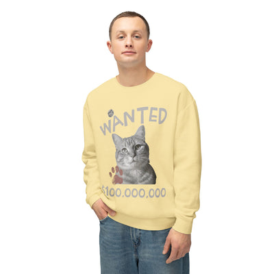 WANTED Cat Poster Design Unisex Crewneck Sweatshirt