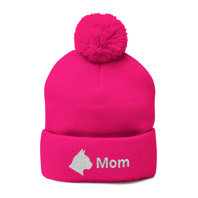 Embroidered Cat Mom Pom-Pom Knit Cap