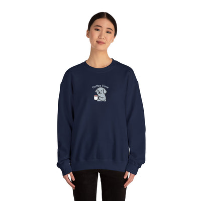 Coffee Time Dog Embroidered style 2 Unisex Crewneck Sweatshirt