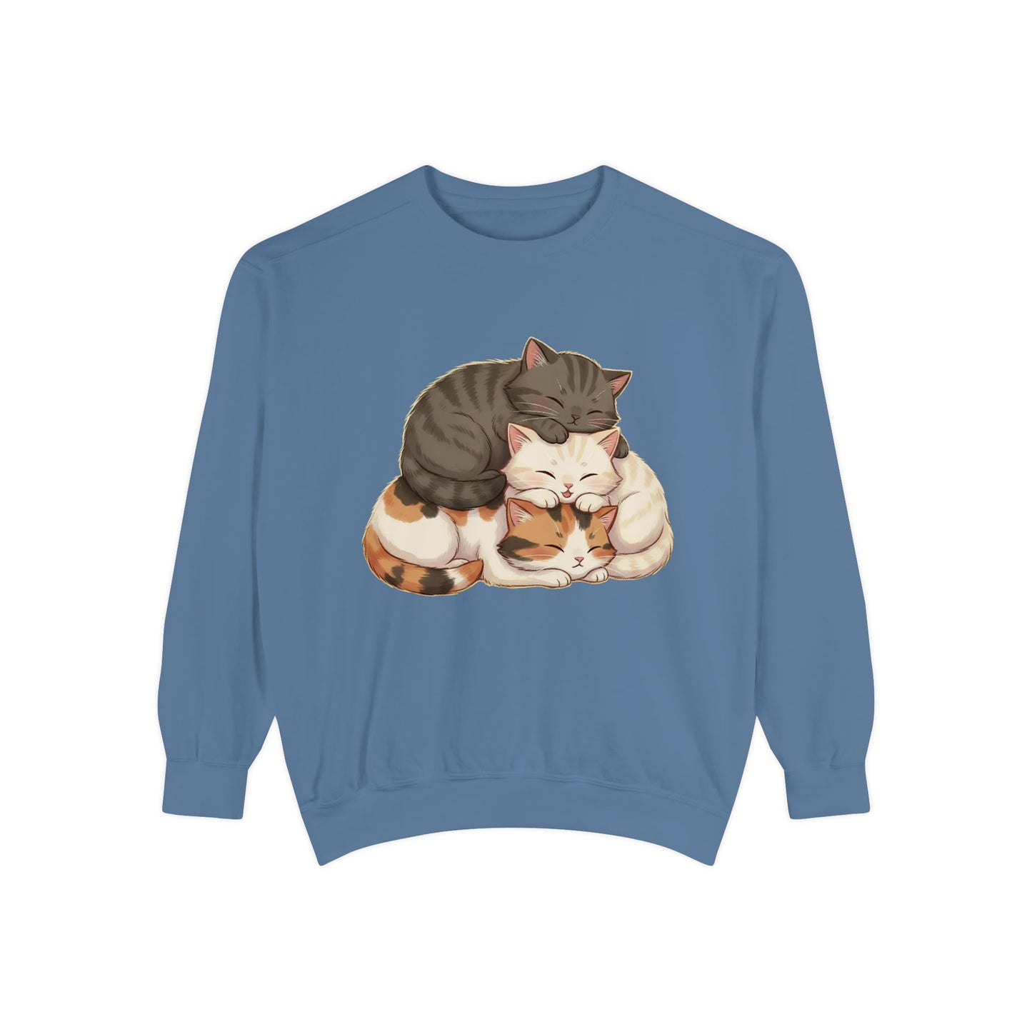 3 Cute Sleeping Cats Cozy Graphic Unisex Crewneck Sweatshirt style 3