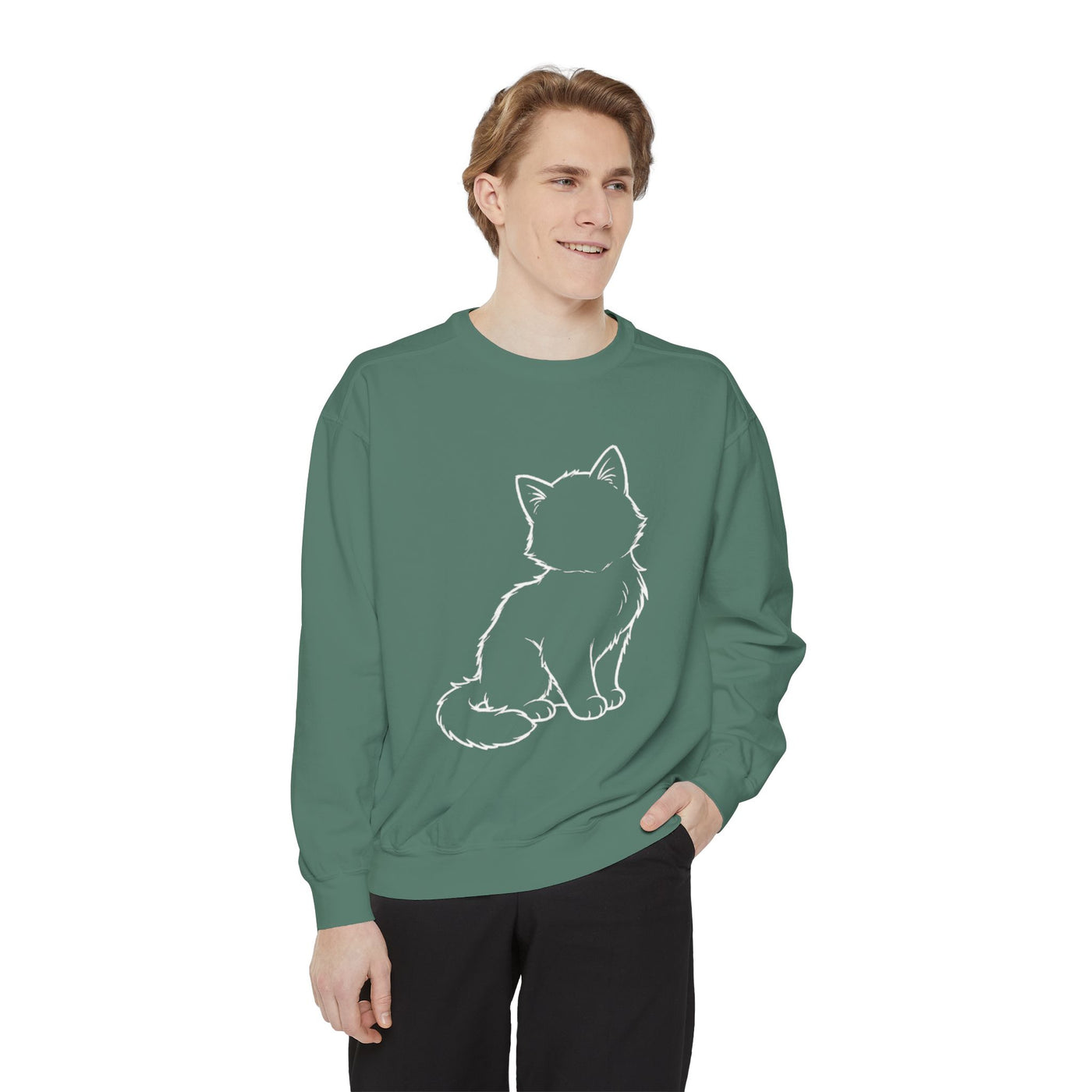 Sitting Cat Shadow style 1 Cozy Graphic Unisex Crewneck Sweatshirt