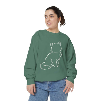 Sitting Cat Shadow Cozy Graphic Unisex Crewneck Sweatshirt style 1