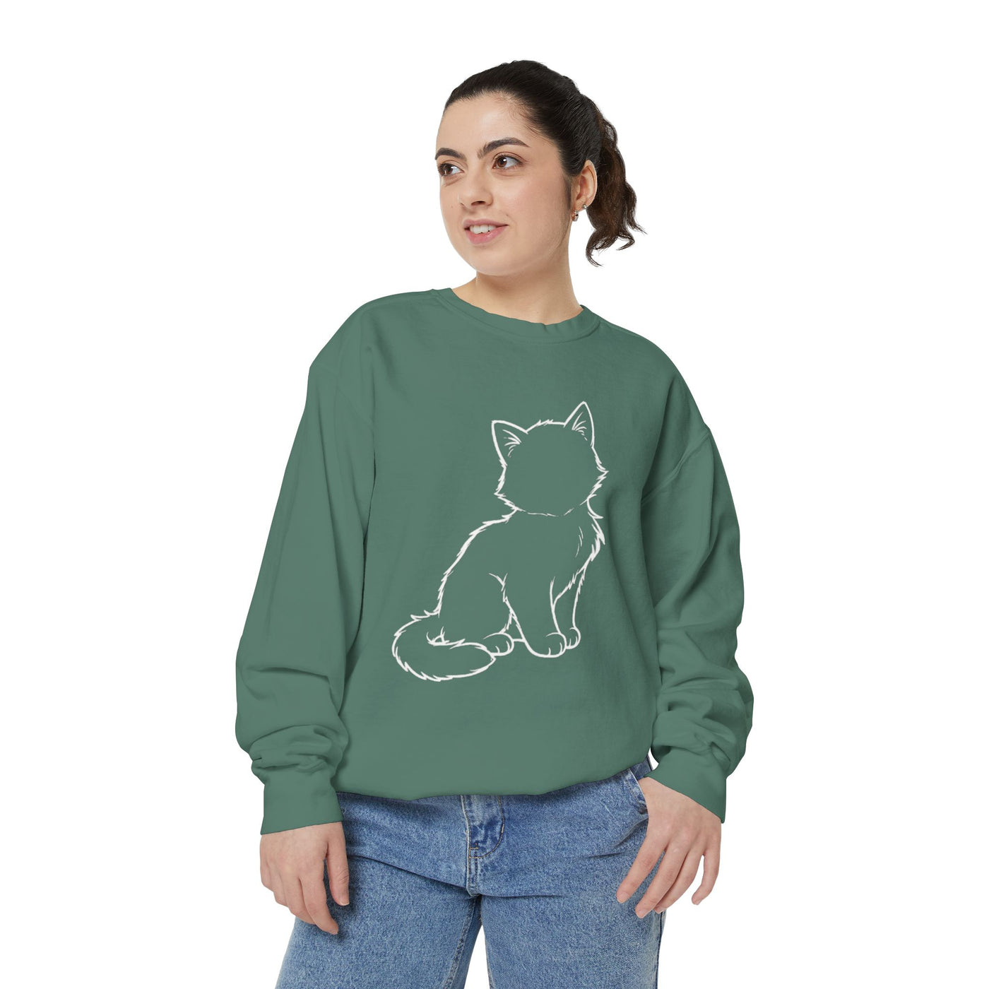 Sitting Cat Shadow style 1 Cozy Graphic Unisex Crewneck Sweatshirt