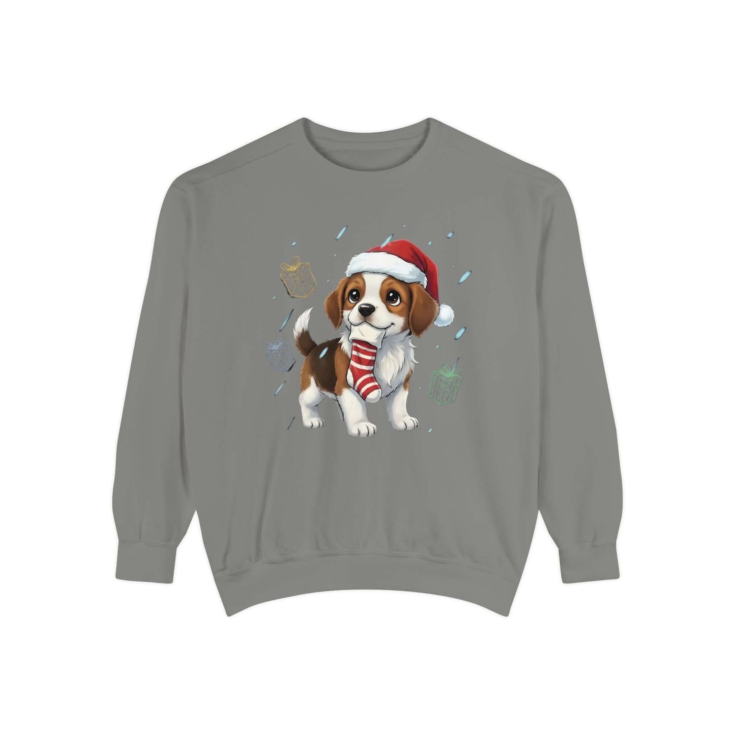 Puppy wait for Christmas presents Unisex Crewneck Sweatshirt style 6