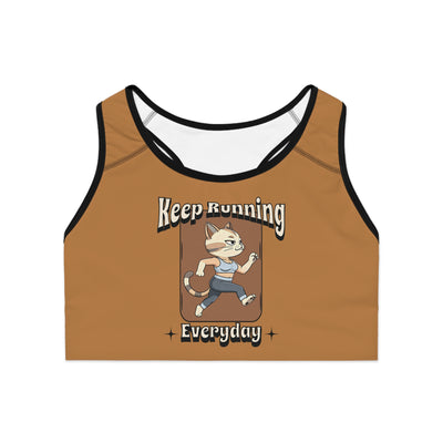 Keep Running Everyday Sports Bra — Cute Cat Motivational Activewear