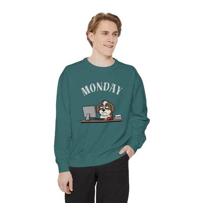 Monday Face Dog Stares Blankly Unisex Crewneck Sweatshirt style 5