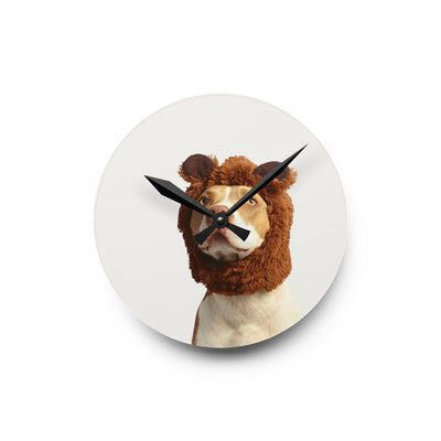 Funny Dog Lion Hat Wall Clock