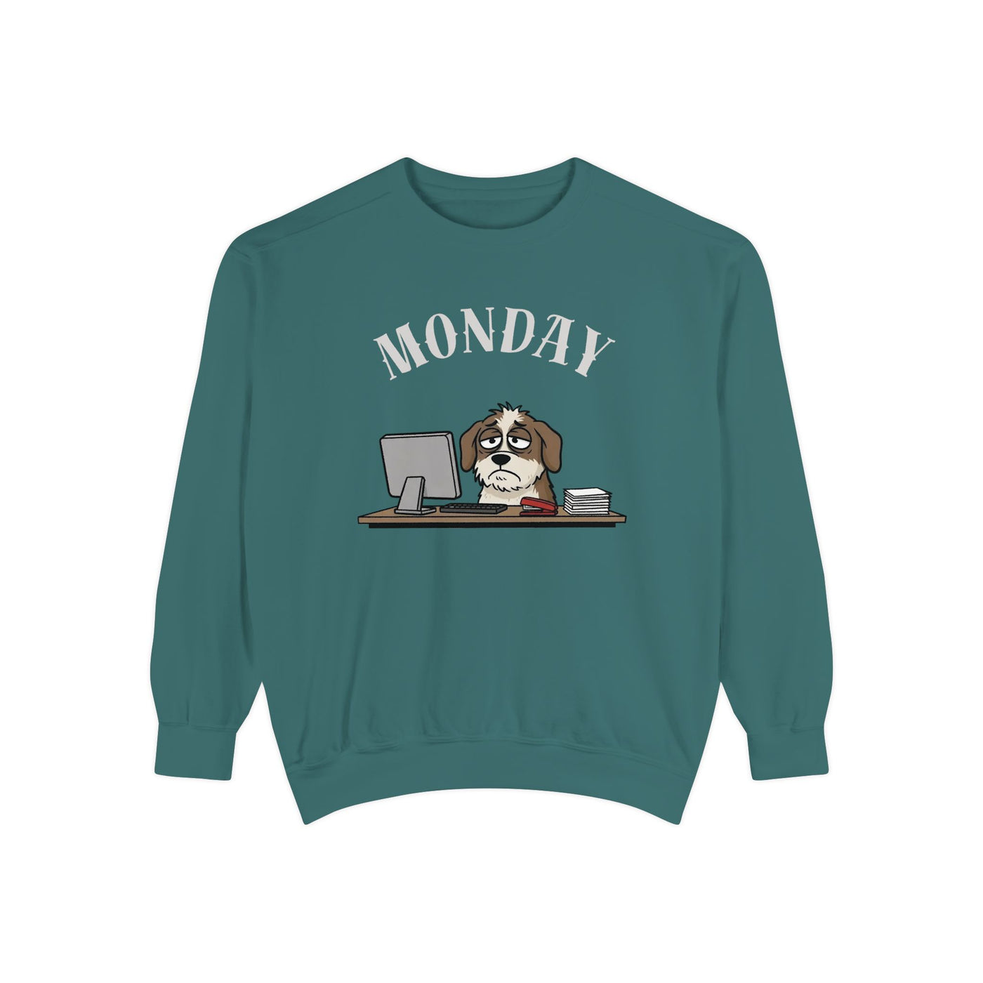 Monday Face Dog Stares Blankly Unisex Crewneck Sweatshirt style 5