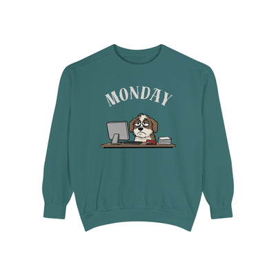 Monday Face Dog Stares Blankly Unisex Crewneck Sweatshirt style 5